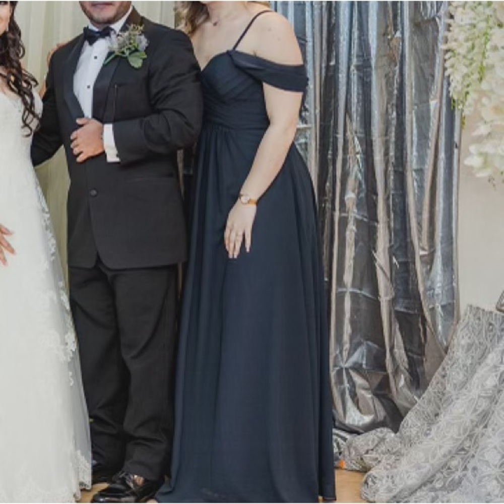 Navy Blue Off the Shoulder Maxi Dress